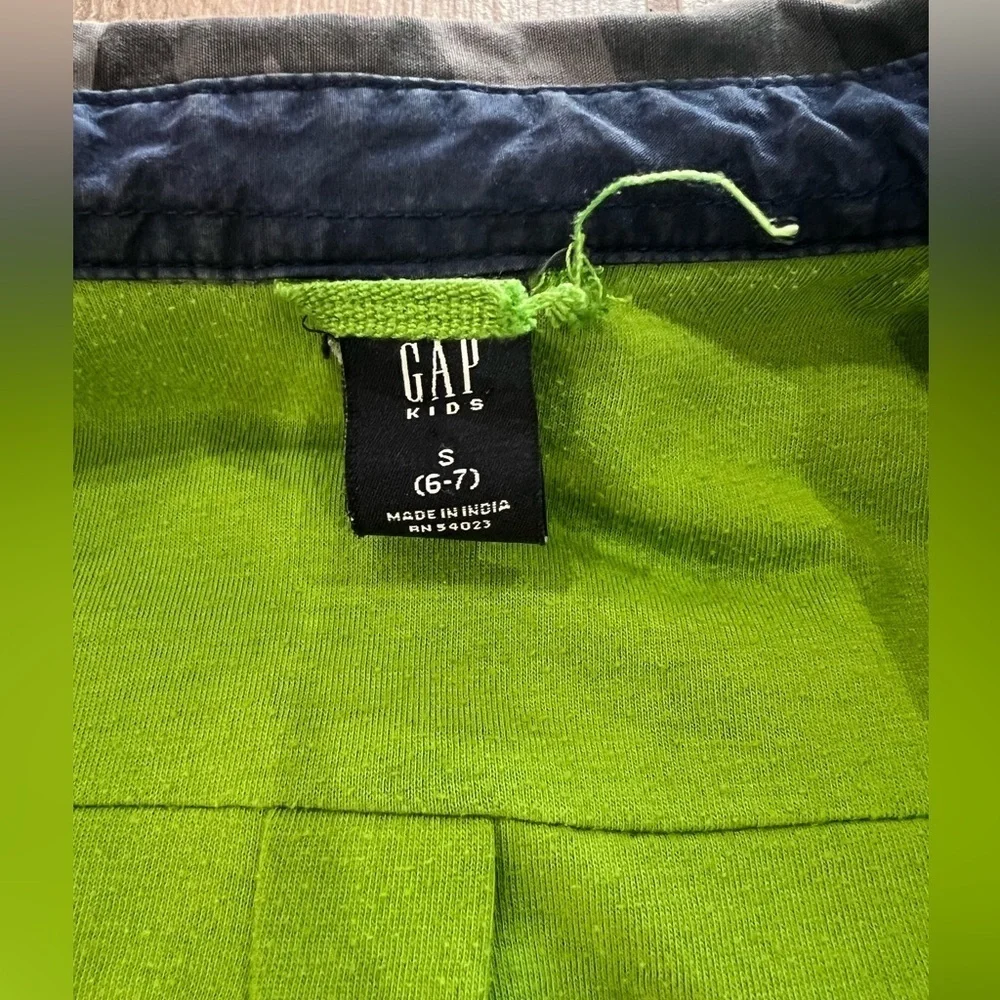 Y2K GAP Boys Size S(6-7) Black Camo Button up Shacket Underline Pocket Zip